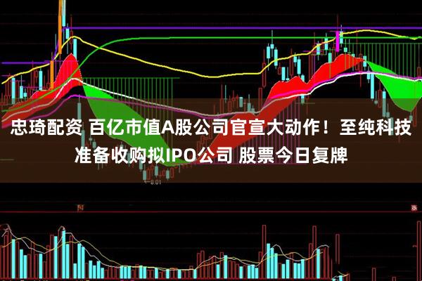 忠琦配资 百亿市值A股公司官宣大动作！至纯科技准备收购拟IPO公司 股票今日复牌